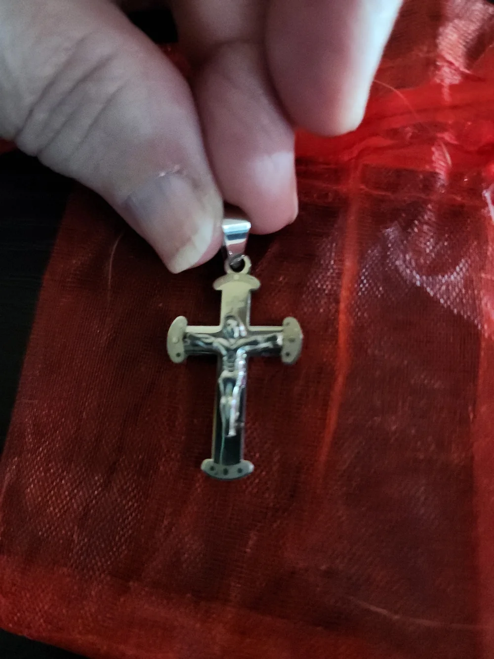 Silver Crucifix Pendant - Religious Cross Necklace